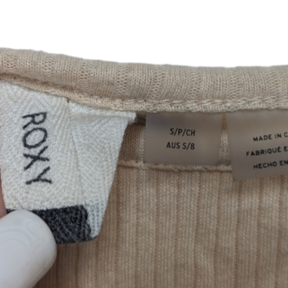 Roxy Women's Beige/Cream Ribbed Cropped Tank Top Size S 🌸 - Picture 5 of 14